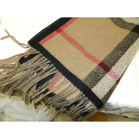 Brown Black Red Beige Plaid Fringe Poncho Shawl Wrap One Size Fits Most - Picture 10 of 11